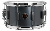 Snare drum with a glossy finish on a white background