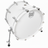 White bass drum with silver hardware on a white background