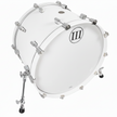White bass drum with silver hardware on a white background
