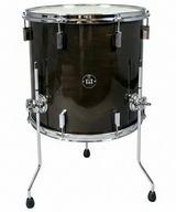 Black drum with chrome hardware on a white background