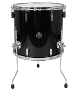 Black drum with chrome hardware on a white background