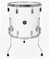 White drum with chrome hardware on a white background